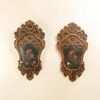 Wall sconces in embossed papier mache