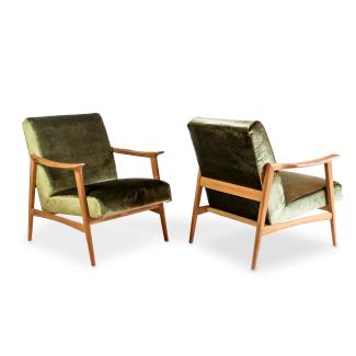 Pair of Scandinavian armchairs in the style of Arne Hovmand Olsen
