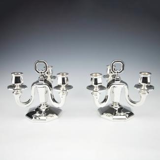Pair of solid silver candelabra called "End of the table"