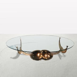 Large oval shaped bronze table