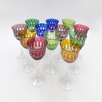 12 multicolored glasses from the Lemberg crystal factory