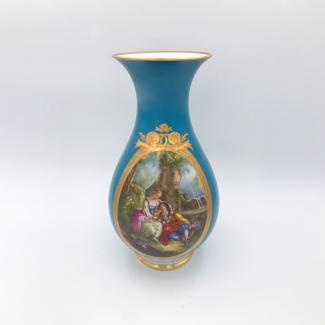 Blue vase with gallant scene decoration