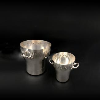 Silver metal bucket and ice bucket Ravinet Denfert