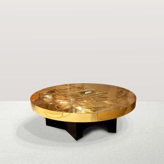 Round table in gilt bronze with an agate in the center, © Flea Market Paris