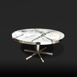 Table in marble marquetry of Calacatta by Heinz Lilienthal, © Flea Market Paris