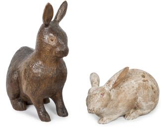 galerie tiago japanese wood sculptures lying and sitting hares