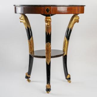 Circular table or pedestal table in mahogany decorated with eagles' heads, Consulate period (1799-1804)