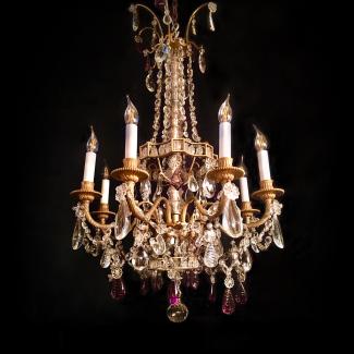 Louis XVI style chandelier in gilt bronze.