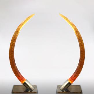 Pair of lamps in the shape of elephant tusks for Maison Jansen