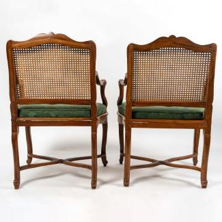 French Regence Period, Pair of beechwood cane armchairs, circa 1715-1723, view 3
