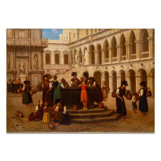 Painting by Hippolyte Plantet 1829-1882 - The Court Of The Doge's Palace.