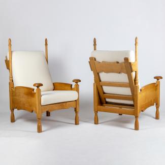Pair of oak armchairs, 1950s