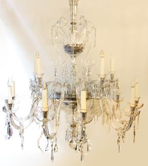 Large crystal chandelier with central shaft