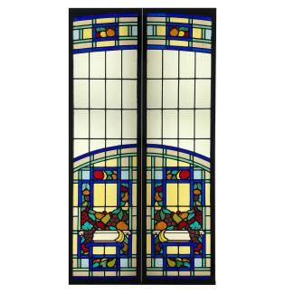antiques for sale, Pair of Art Deco stained glass windows