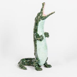 Crocodile in enamelled stoneware by Valérie Courtet