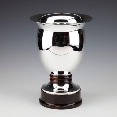 Ovoid-shaped solid silver vase