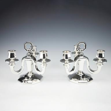 Pair of solid silver candelabra called "End of the table"
