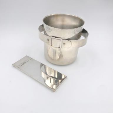 Champagne bucket and box in silver plated metal Maria Pergay