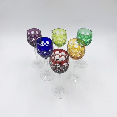 6 Bohemian crystal glasses