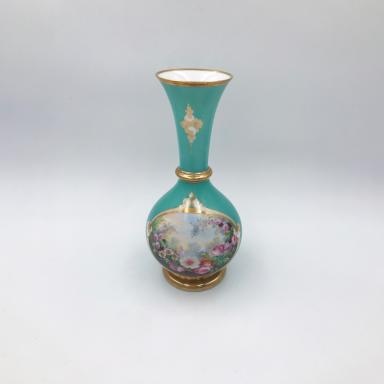 Turquoise vase in porcelain of Paris