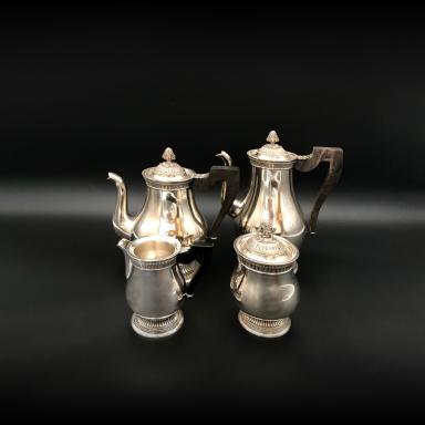 Coffee and Tea set in silver plated metal with Louis XVI decoration
