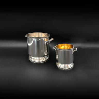 Silver-plated metal bucket and ice bucket from the Saint Médard goldsmith's shop