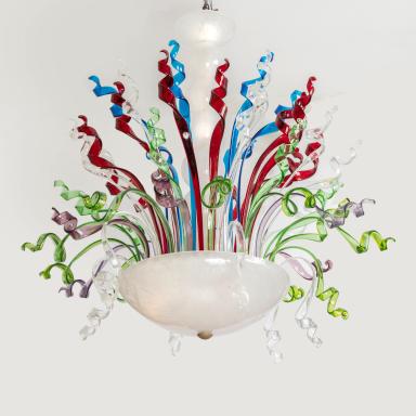 Murano chandelier Basket of stylized leaves