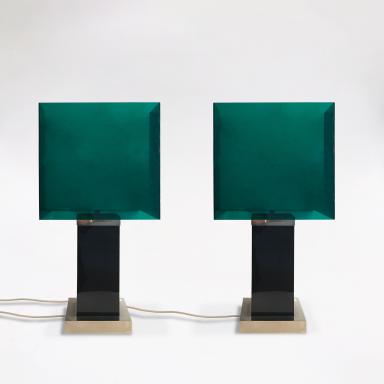 A pair of green lamps by Roméo Raga