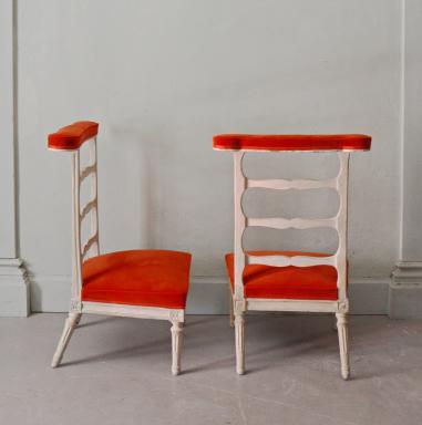 Pair of lacquered wood chairs