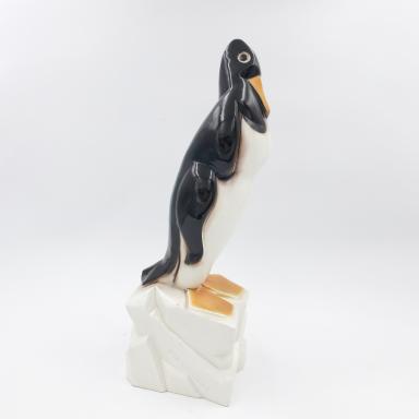 Penguin / Geo Condé. Polychrome earthenware Art Deco sculpture