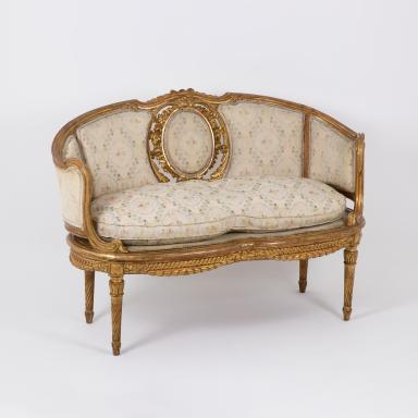 Transitional style gilded wood sofa, circa 1900s