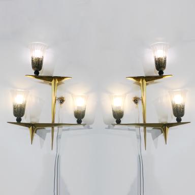 Pair of wall sconces in bronze by Gianni Seguso