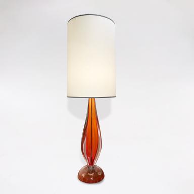 Lamp in red Murano glass by Flavio Poli