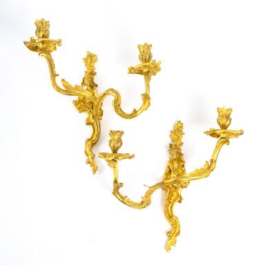 Pair of gilt bronze and chased sconces