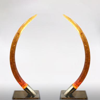 Pair of lamps in the shape of elephant tusks for Maison Jansen