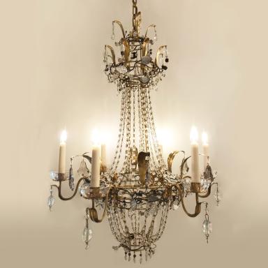 Chandelier Bagues (attributed to) with decoration of foliage