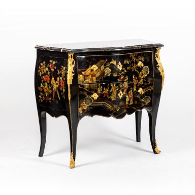 Chinese style lacquered chest of drawers, circa 1950