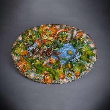 Flea Market, Ceramic dish with aquatic abundance by Christine Viennet