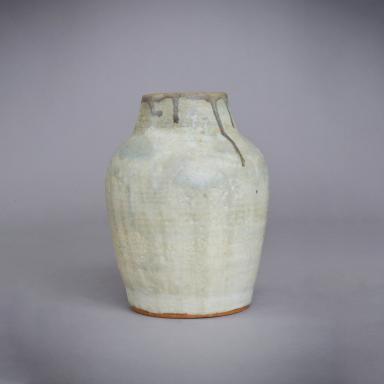 Beige stoneware pot by Vassil Ivanoff