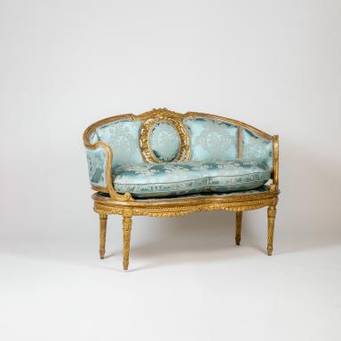 Transitional style gilded wood sofa, 1900s
