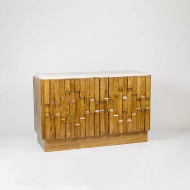 Brutalist style blond ash sideboard, 20th century