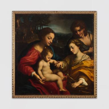 The mystical Marriage of St Catherine with St Sebastian (after Correggio)