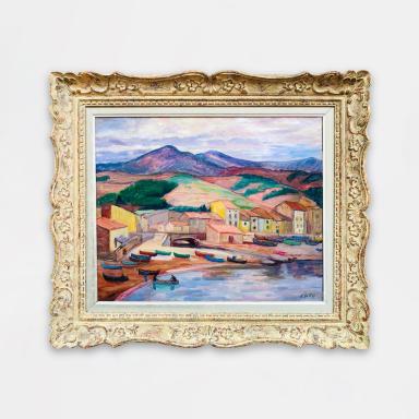 Painting by Léon Detroy titled View of southern France