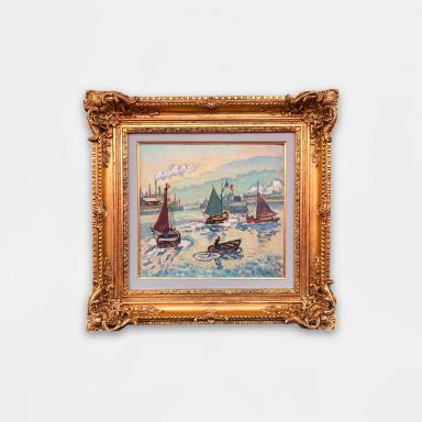 The entrance to Honfleur harbor by Henri Liénard de SAINT-DELIS 