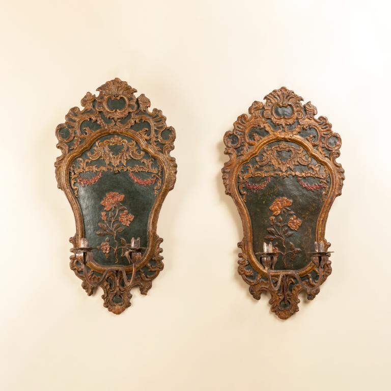 Wall sconces in embossed papier mache