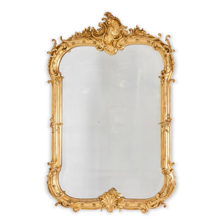 Louis XV style mirror in gilt wood and bronze