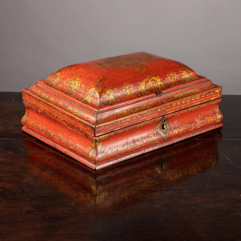 French Wig box in Red Lacquer 