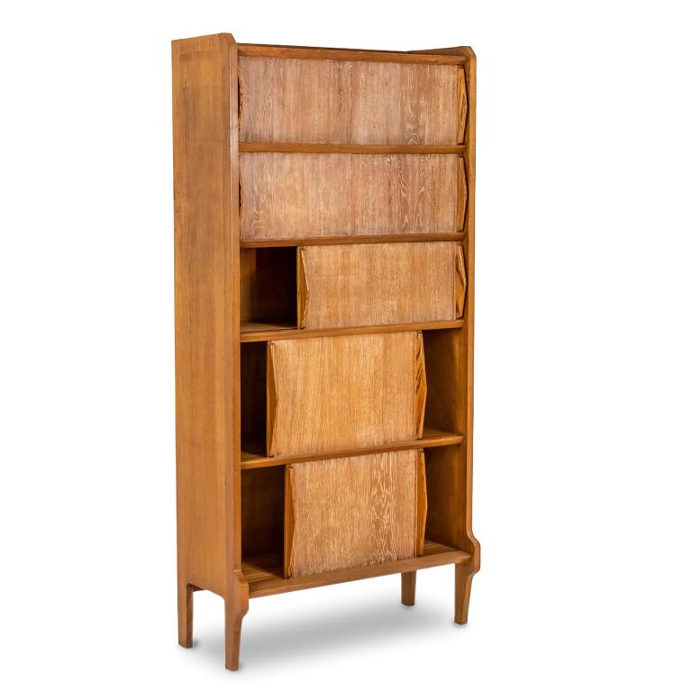 Shelves bookcase in blond oak, 1950’s
