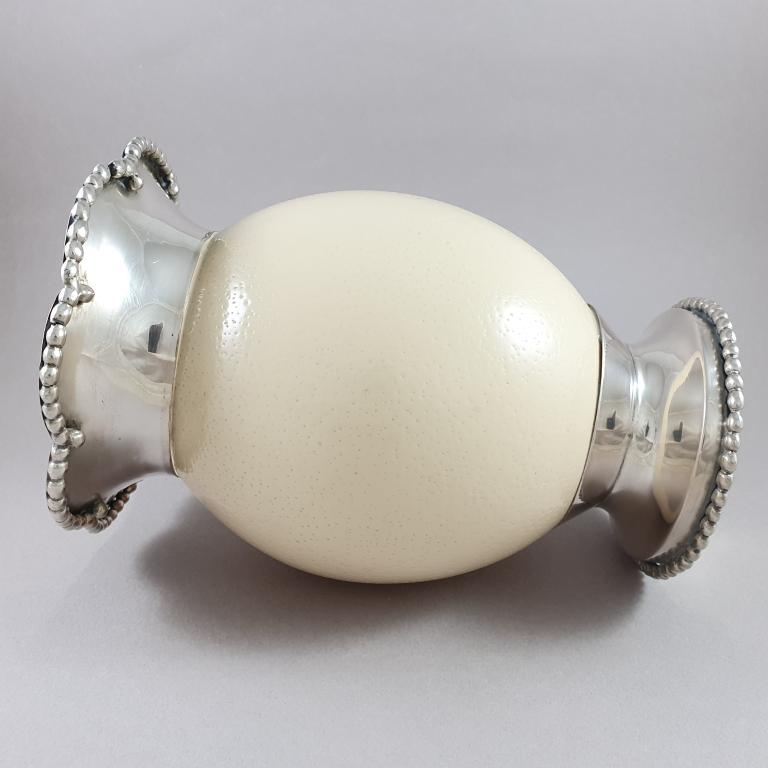 Sterling Silver and ostrich Egg vase 