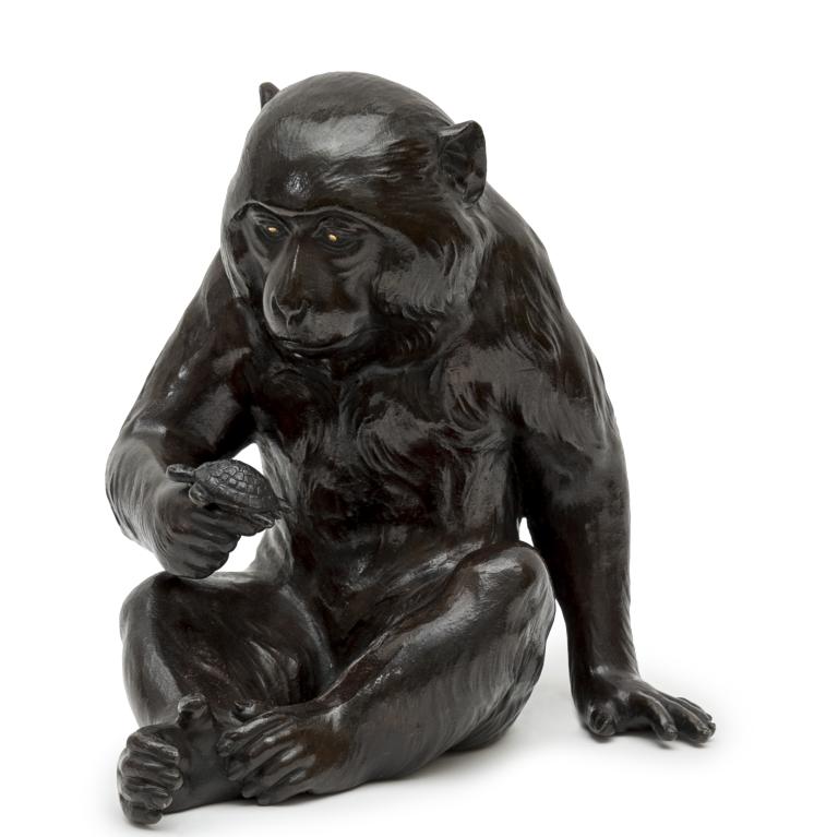 galerie tiago Japanese bronze monkey and turtle